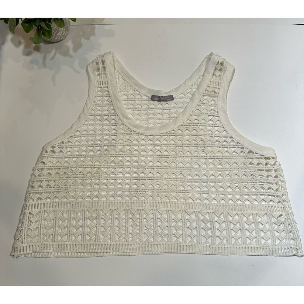 Zara Women's Web Collection Cream Color Cropped Tank Sz M